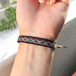 Watermelon & Black Boho Woven Bracelet